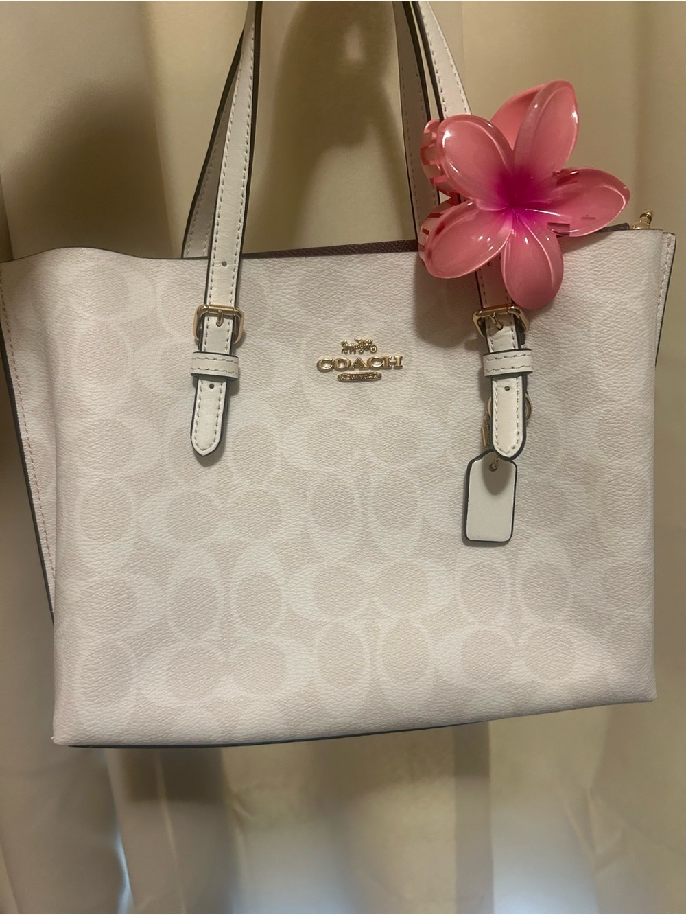Coach White Signature Tote Bag Purse